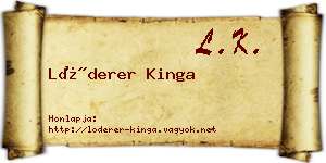 Lóderer Kinga névjegykártya